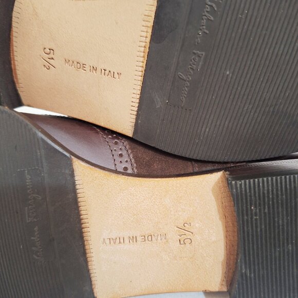 Women’s Salvatore Ferragamo FERRARA ? Oxfords Shoes 5.5 B Brown Wingtip - Picture 9 of 10